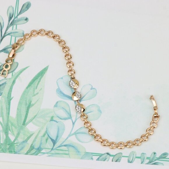 Rose Gold Designer Bracelet with Sparkling Half-Circle Charms, XPBL0703 - Picture 1 of 12